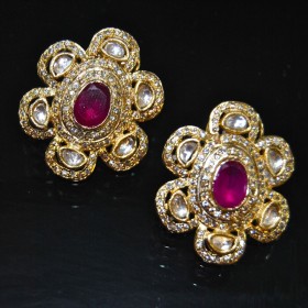 Ruby Gold Stud Earrings